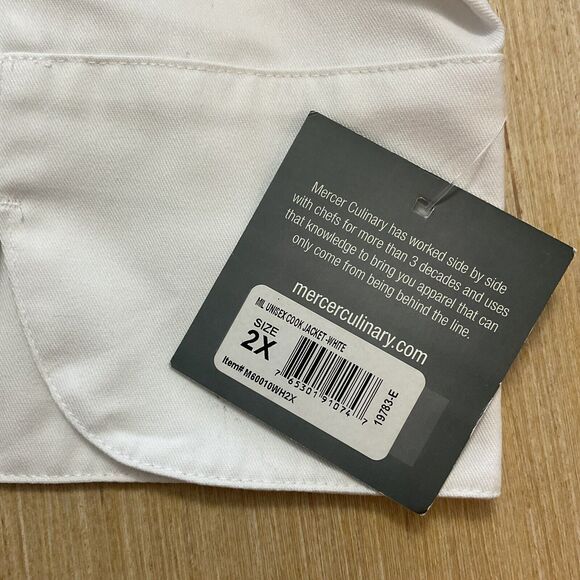 Mercer Culinary Chef Jacket White Unisex Trad Buttons Aug Escoffier Size 2X NEW - Picture 3 of 8